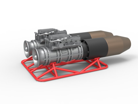 2 Jet engines on the frame Scale 1 to 25 3Dプリントモデル