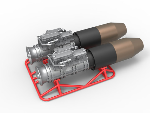 2 Jet engines on the frame Scale 1 to 25 3D 打印模型