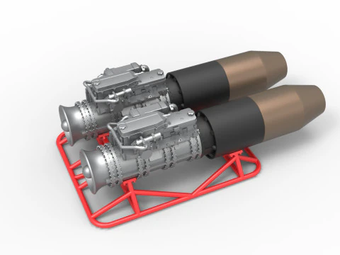 2 Jet engines on the frame Scale 1 to 25 3D Print Model