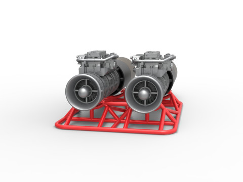 2 Jet engines on the frame Scale 1 to 25 3D 打印模型