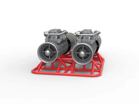 2 Jet engines on the frame Scale 1 to 25 3D Print Model