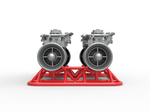2 Jet engines on the frame Scale 1 to 25 3D Print Model