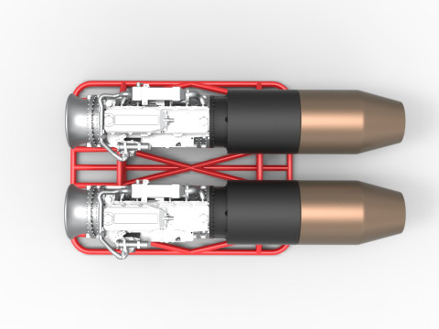 2 Jet engines on the frame Scale 1 to 25 3D 打印模型