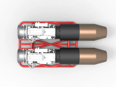 2 Jet engines on the frame Scale 1 to 25 3D Print Model