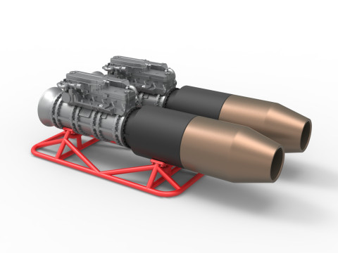 2 Jet engines on the frame Scale 1 to 25 3D 打印模型