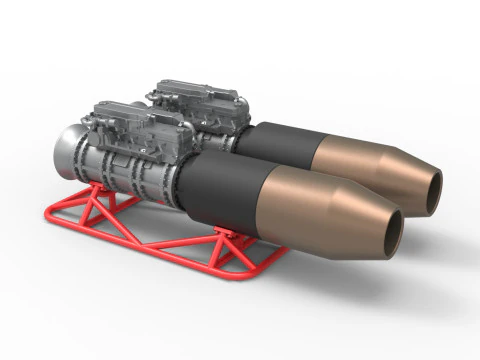 2 Jet engines on the frame Scale 1 to 25 3D Print Model
