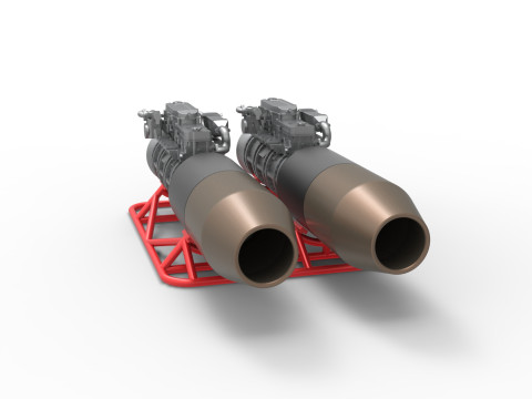 2 Jet engines on the frame Scale 1 to 25 3D 打印模型