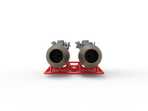 2 Jet engines on the frame Scale 1 to 25 3D 打印模型