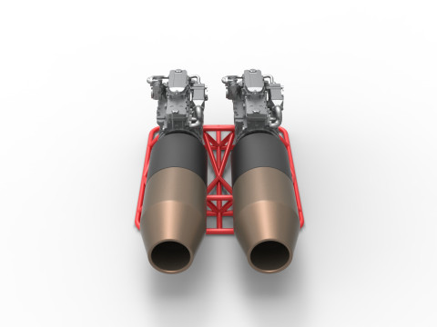 2 Jet engines on the frame Scale 1 to 25 3D 打印模型