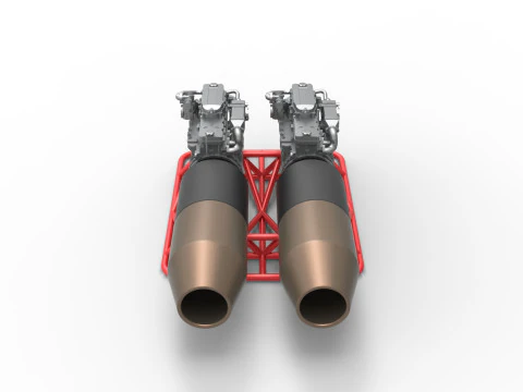 2 Jet engines on the frame Scale 1 to 25 3D Print Model