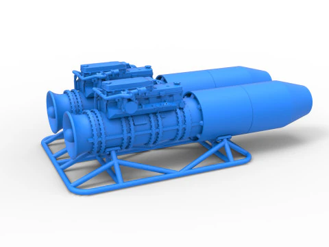 2 Jet engines on the frame Scale 1 to 25 3D Print Model