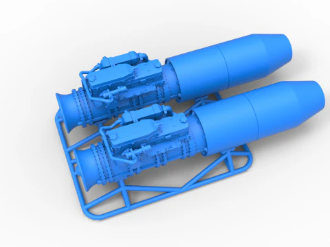2 Jet engines on the frame Scale 1 to 25 3D Print Model