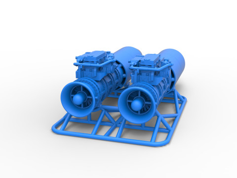 2 Jet engines on the frame Scale 1 to 25 3D 打印模型
