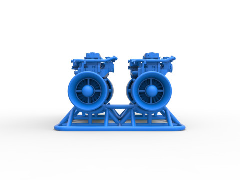 2 Jet engines on the frame Scale 1 to 25 3D 打印模型