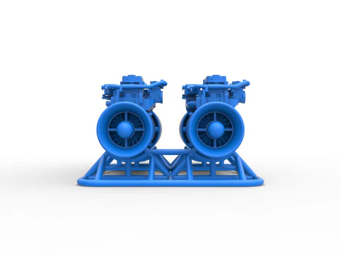 2 Jet engines on the frame Scale 1 to 25 3D Print Model