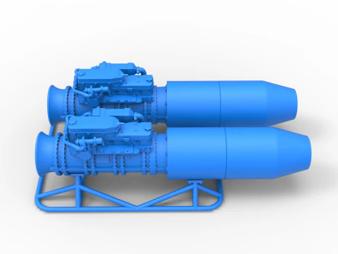 2 Jet engines on the frame Scale 1 to 25 3D Print Model