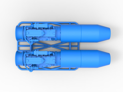 2 Jet engines on the frame Scale 1 to 25 3D 打印模型