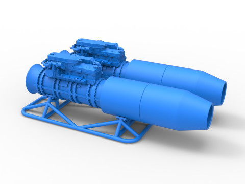 2 Jet engines on the frame Scale 1 to 25 3D 打印模型