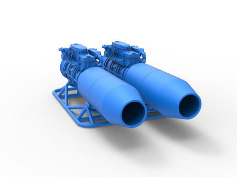 2 Jet engines on the frame Scale 1 to 25 3D 打印模型