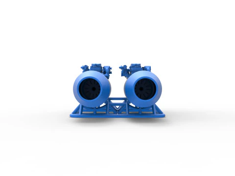 2 Jet engines on the frame Scale 1 to 25 3D Print Model
