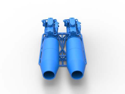 2 Jet engines on the frame Scale 1 to 25 3D 打印模型
