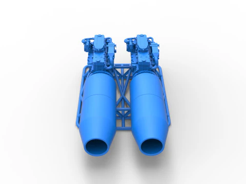 2 Jet engines on the frame Scale 1 to 25 3D Print Model