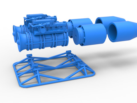 2 Jet engines on the frame Scale 1 to 25 3D 打印模型