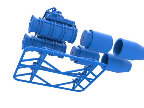 2 Jet engines on the frame Scale 1 to 25 3D 打印模型