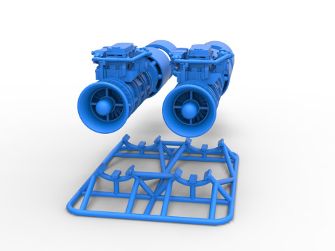 2 Jet engines on the frame Scale 1 to 25 3D 打印模型
