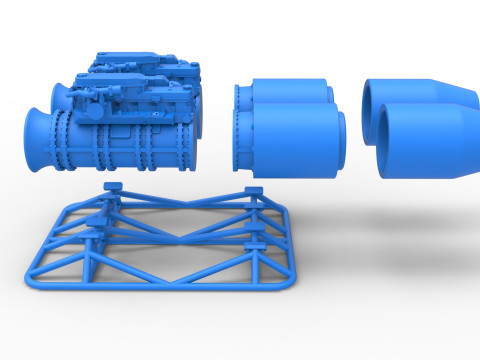 2 Jet engines on the frame Scale 1 to 25 3D 打印模型