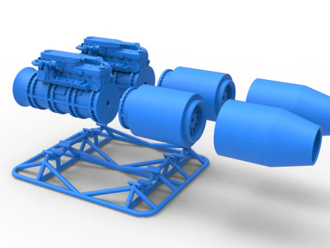 2 Jet engines on the frame Scale 1 to 25 3D Print Model