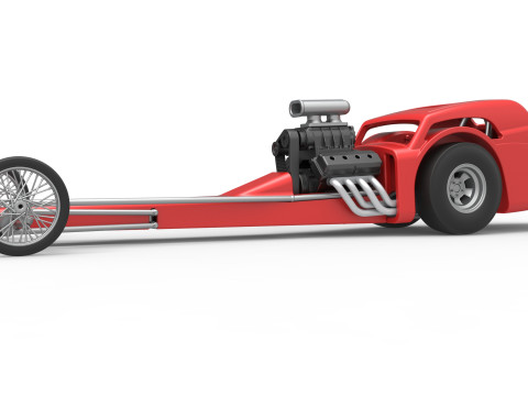 Front engine old school dragster with shell Version 8 Scale 1 to 25 3D-printmodel