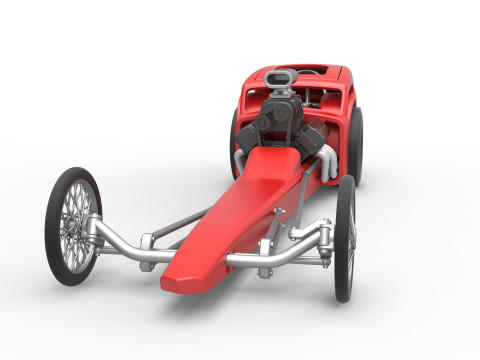 Front engine old school dragster with shell Version 8 Scale 1 to 25 3D-printmodel