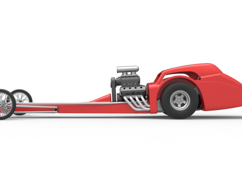 Front engine old school dragster with shell Version 8 Scale 1 to 25 3D-printmodel