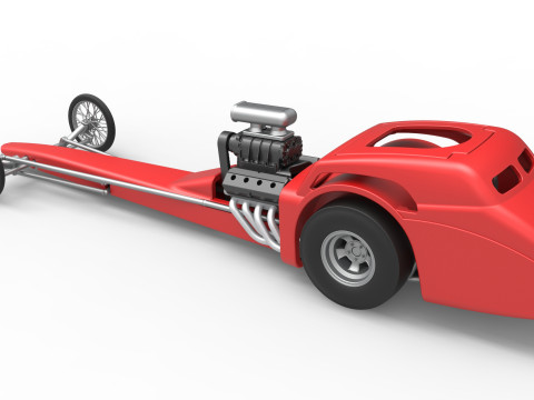 Front engine old school dragster with shell Version 8 Scale 1 to 25 3D-printmodel
