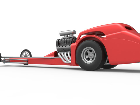 Front engine old school dragster with shell Version 8 Scale 1 to 25 3D-printmodel