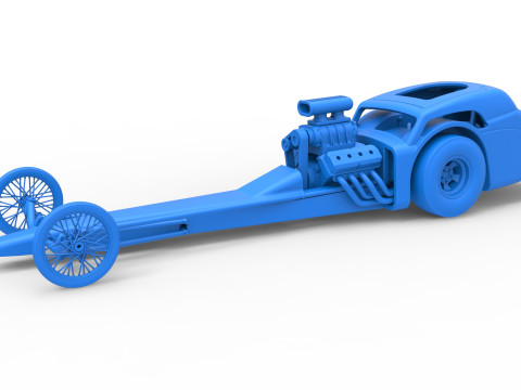 Front engine old school dragster with shell Version 8 Scale 1 to 25 3D-printmodel