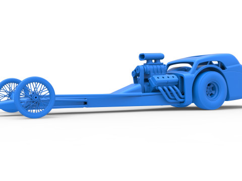 Front engine old school dragster with shell Version 8 Scale 1 to 25 3D-printmodel
