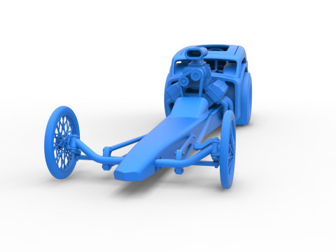 Front engine old school dragster with shell Version 8 Scale 1 to 25 3D-printmodel