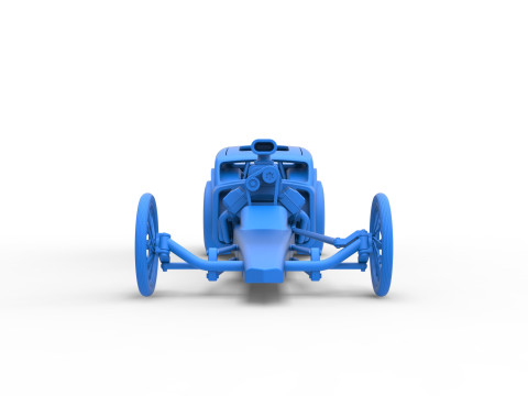 Front engine old school dragster with shell Version 8 Scale 1 to 25 3D-printmodel