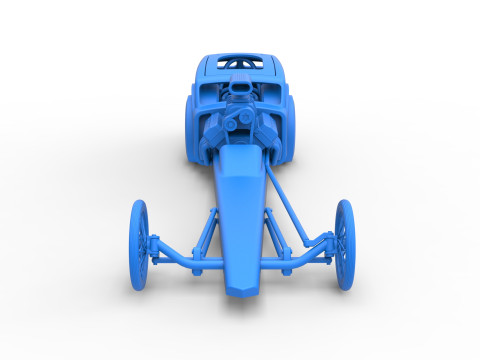 Front engine old school dragster with shell Version 8 Scale 1 to 25 3D-printmodel