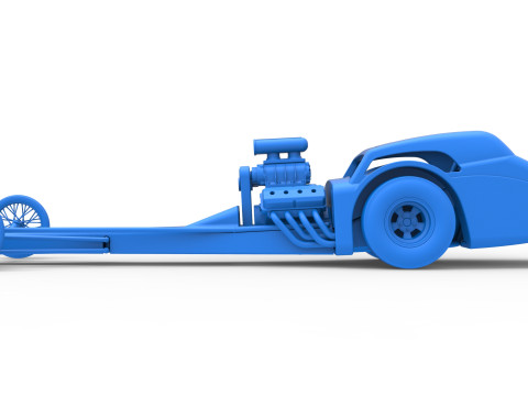 Front engine old school dragster with shell Version 8 Scale 1 to 25 3D-printmodel