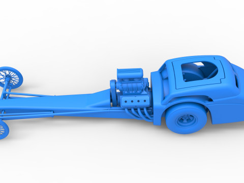 Front engine old school dragster with shell Version 8 Scale 1 to 25 3D-printmodel