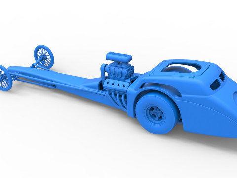 Front engine old school dragster with shell Version 8 Scale 1 to 25 3D-printmodel