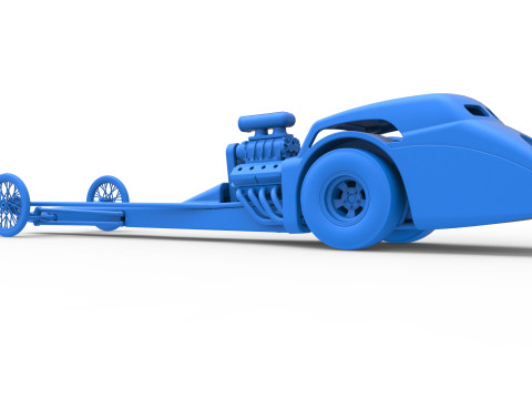 Front engine old school dragster with shell Version 8 Scale 1 to 25 3D-printmodel