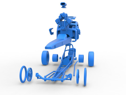 Front engine old school dragster with shell Version 8 Scale 1 to 25 3D-printmodel