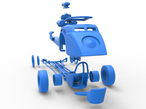 Front engine old school dragster with shell Version 8 Scale 1 to 25 3D-printmodel