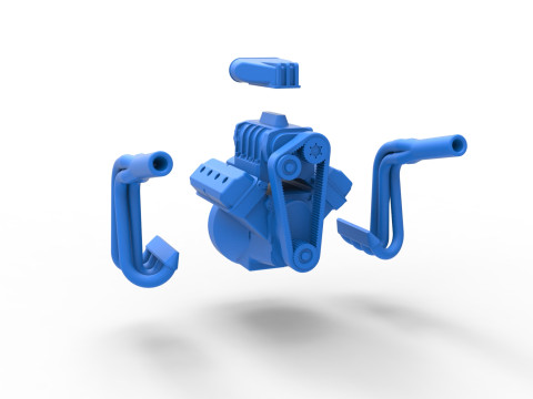 Engine for Vintage Monster tank Scale 1 to 25 Modèles 3D en vedette