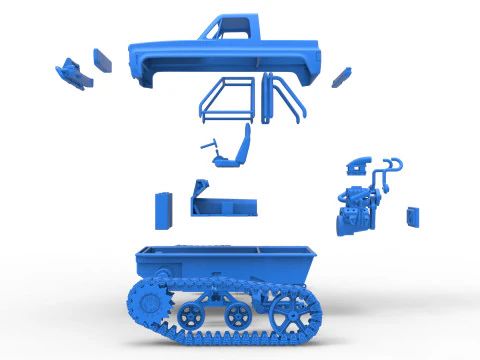 Fun Short Monster tank Scale 1 to 25 3D Print Model
