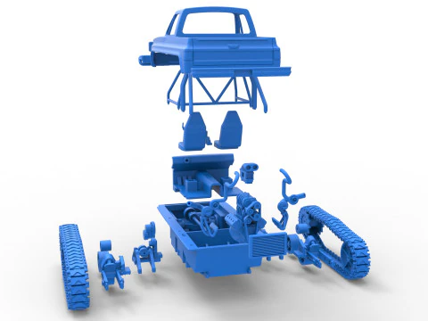Fun Short Monster tank Scale 1 to 25 3D Print Model